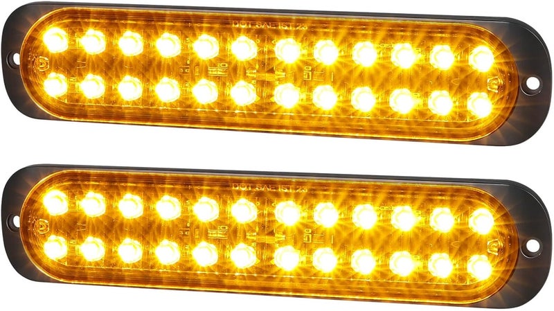 XtraGlow 7.5 inch Aluminum Housing Amber 24LEDs Trailer Side Marker Turn Signal Light Surface Mount Clearance Lights of Truck Motorcycle Tractor RV Pickup, IP67 Waterproof 2Pcs - Image 1